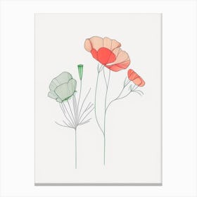 Ranunculus Floral Minimal Line Drawing 3 Flower Canvas Print