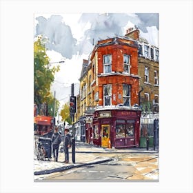Camden London Borough   Street Watercolour 2 Canvas Print