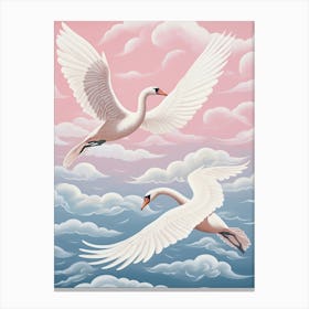Vintage Japanese Inspired Bird Print Swan 5 Canvas Print