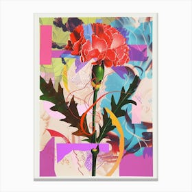 Carnation5 Neon Flower Collage Canvas Print