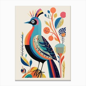 Colourful Scandi Bird Partridge 1 Canvas Print