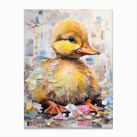 Mixed Media Duckling Watercolour Collage 5 Canvas Print