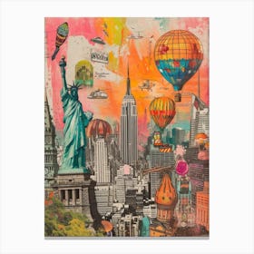 New York   Retro Collage Style 1 Canvas Print