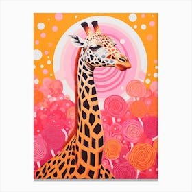 Swirl Pattern Giraffe Pink & Orange 4 Canvas Print
