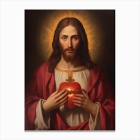Sacred Heart Of Jesus, Oil On Canvas Portuguese School, 19th Century 012 Canvas Print