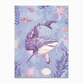Purple Cookiecutter Shark Illustration 4 Canvas Print