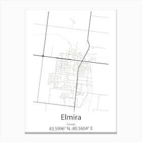 Elmira,Canada Minimalist Map Canvas Print