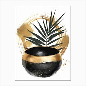 Gold And Black Bowl 2 Canvas Print