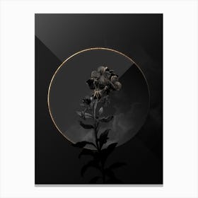 Shadowy Vintage Yellow Wallflower Bloom Botanical in Black and Gold Canvas Print