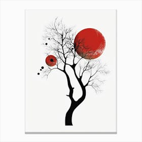 Tree With Red Circles Canvas Print