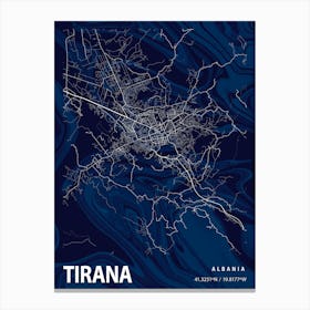 Tirana Crocus Marble Map Canvas Print