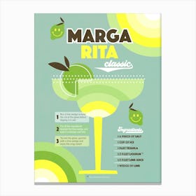 Retro Cocktail Margarita Turquoise Green Canvas Print