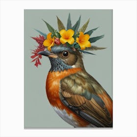 Bird With Flower Crown1 Canvas Print