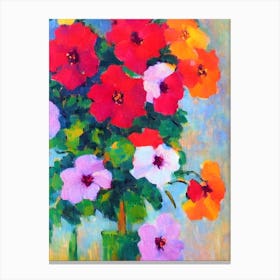 Hibiscus Floral Abstract Block Colour Flower Canvas Print