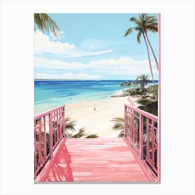 An Illustration In Pink Tones Of  Grace Bay Beach Turks And Caicos 1 Canvas Print