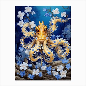Blue Ringed Octopus Illustration 15 Canvas Print
