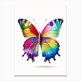 Butterfly On Rainbow Decoupage 2 Canvas Print