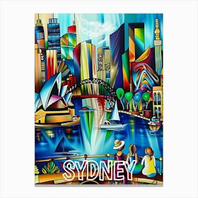 Sydney, Cubism and Surrealism, Typography Canvas Print