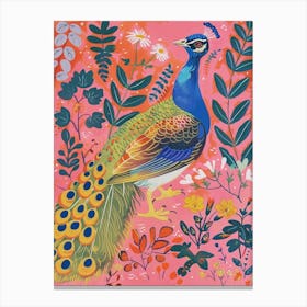 Spring Birds Peacock 7 Canvas Print