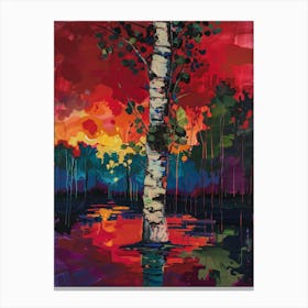 Sunset Birch Tree Canvas Print