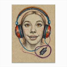 Sexy Girl With Headphones Canvas Print