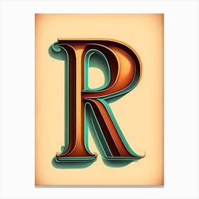 R, Letter, Alphabet Retro Drawing 1 Canvas Print