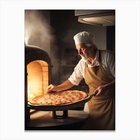 Pizza Chef Preparing Pizza Canvas Print