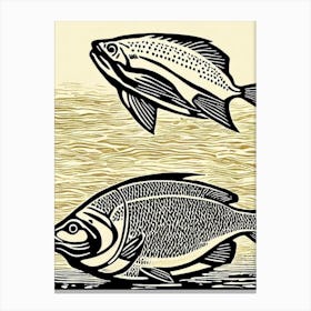 Piranha Linocut Canvas Print