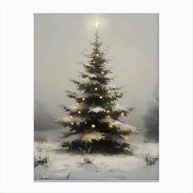 Christmas Tree In The Snow 6 Canvas Print