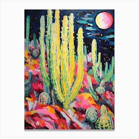 Cactus Painting Moon Cactus 1 Canvas Print