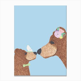 Mama Bear And Boy Cub Canvas Print