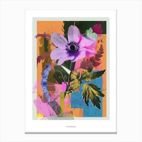 Anemone 2 Neon Flower Collage Poster Canvas Print