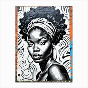 Vintage Graffiti Mural Of Beautiful Black Woman 116 Canvas Print