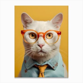 Cat With Glasses And Tie, funny cat, cat christmas funny, funny cat tree, funny cat sweater, funny cat products, cat cat funny, cat funny cat, cat silly, funny about cats, funny cat funny, Canvas Print