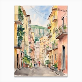 Naples, Italy Watercolour Streets 1 Canvas Print