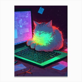 Cat On A Laptop Canvas Print