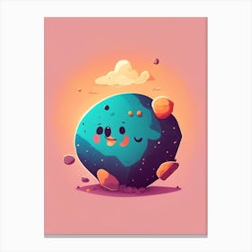 Asteroid Kawaii Kids Space Canvas Print