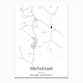 Michelstadt,Germany Minimalist Map Canvas Print