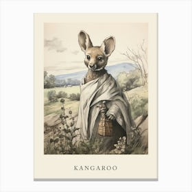 Beatrix Potter Inspired  Animal Watercolour Kangaroo Canvas Print