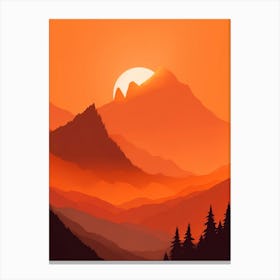 Misty Mountains Vertical Composition In Orange Tone 118 Canvas Print