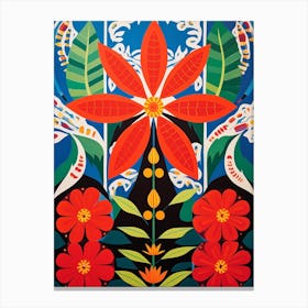 Flower Motif Painting Poinsettia 2 Canvas Print