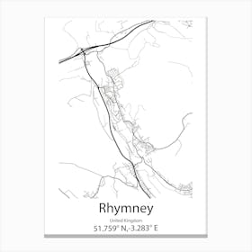 Rhymney,United Kingdom Minimalist Map Canvas Print