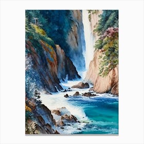Mcway Falls, United States Water Colour  (3) Canvas Print