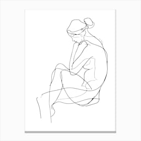 Line Drawing Of A Woman Minimalist Line Art Monoline Illustration Canvas Print
