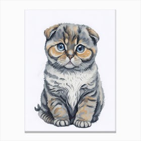 Cute Scottish Fold Cat Painting (5) Canvas Print