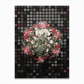 Vintage Musk Rose Flower Wreath on Dot Bokeh Pattern n.0648 Canvas Print