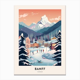 Winter Night  Travel Poster Banff Canada 1 Canvas Print