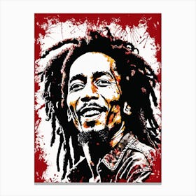 Bob Marley Portrait Ink Painting (19) Canvas Print