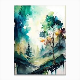 Watercolor Of A Forest 2 Canvas Print
