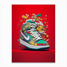 Jordan 1 Red Nike Sneakers Painting Poster Canvas Print